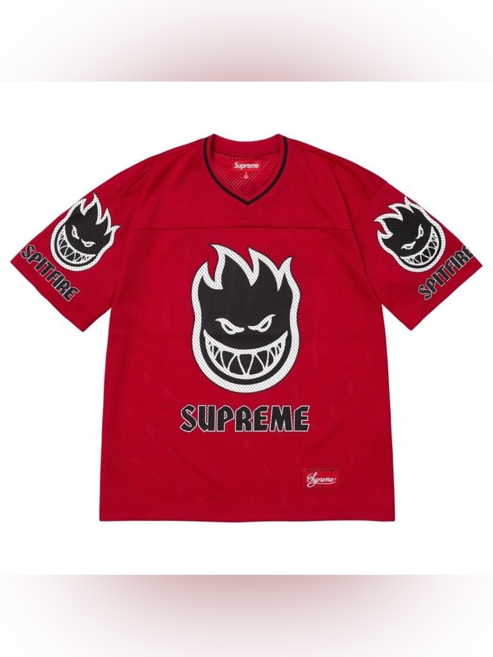Supreme®/Spitfire® Red Football Jersey SS26 Men’s Size XL Poly eyelet mesh